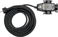 Auto instrumenti un iekārtas - 3 WAYS EXTENSION CORD IN RUBBER PROTECTION /BLACK/ 3-SOCKETS WITH EARTHING 20M (YT-81162)