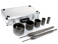 Auto instrumenti un iekārtas - A set of drill crowns with long adapters SDS Plus | 30-100 mm | 9 pcs (ES20449)