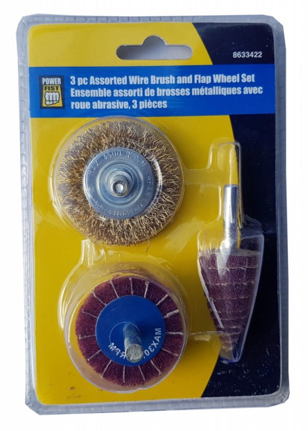 Auto instrumenti un iekārtas - Assorted wire brush and flap wheel set | 3 pcs (SK863342)