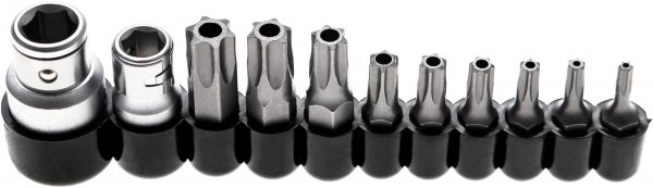 Auto instrumenti un iekārtas - Bit Set | 10 mm (1/4") / 10 mm (3/8") drive | T-Star tamperproof (for Torx) | 11 pcs. (786)