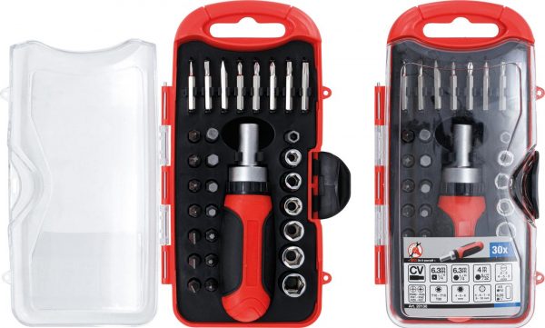 Auto instrumenti un iekārtas - Bit / Socket Set | with Ratchet Spinner Handle for Bits