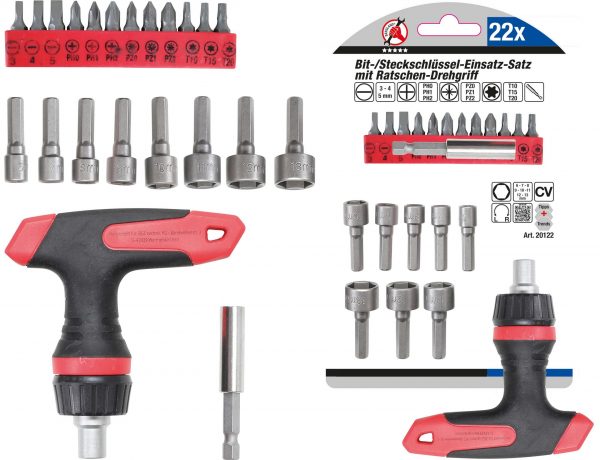 Auto instrumenti un iekārtas - Bit / Socket Set | with Ratchet Spinner Handle for Bits