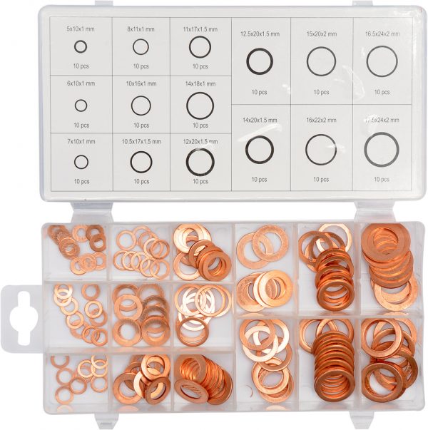 Auto instrumenti un iekārtas - COPPER WASHERS ASSORTMENT 150 PIECES(YT-06871)