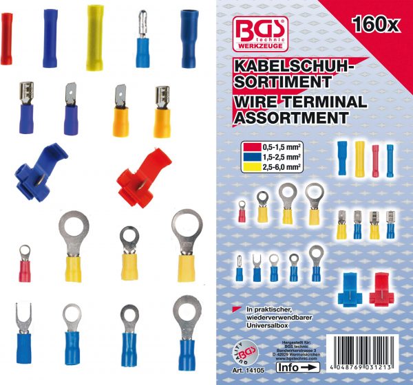 Auto instrumenti un iekārtas - Cable Lug Set | 160 pcs. (14105)