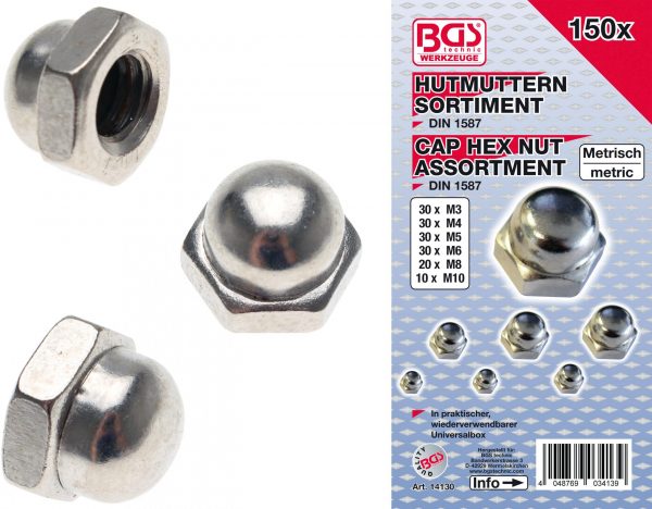 Auto instrumenti un iekārtas - Cap Hex Nut Assortment | 150 pcs (14130)