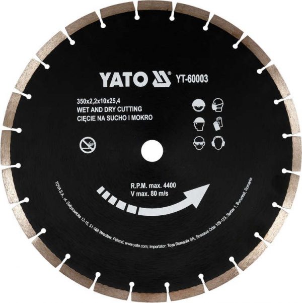 Auto instrumenti un iekārtas - Diamond segmental cutting disc | 350x25.4 mm (YT-60003)