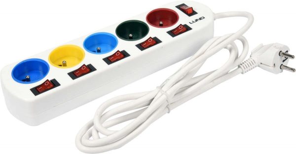 Auto instrumenti un iekārtas - Electric extension cord with switches ABS | 5 sockets (72460)
