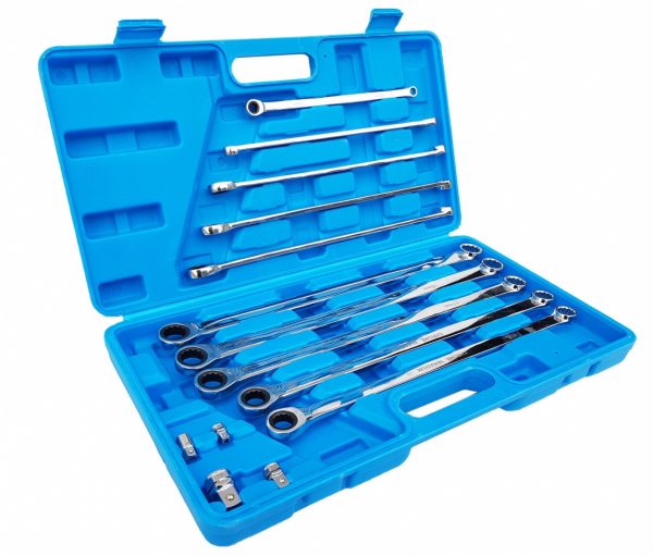 Auto instrumenti un iekārtas - Extra Long Double Ring Single Gear Wrench set | 14 pcs. (SK5004)