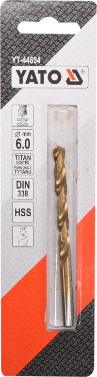 Auto instrumenti un iekārtas - Grąžtas metalui HSS-TIN 6.0 mm (YT-44654)