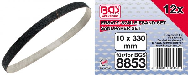 Auto instrumenti un iekārtas - Grinding Belt | 10 mm x 330 mm | 12 pcs. for BGS 8853 (8853-1)