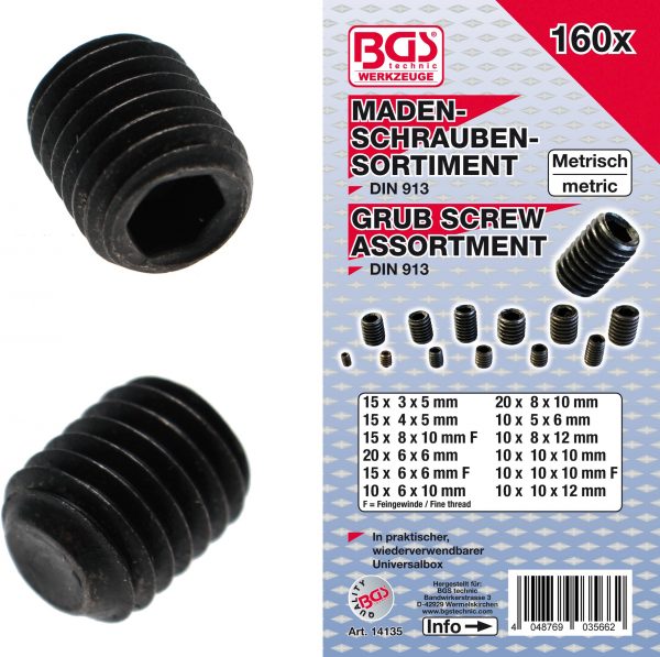 Auto instrumenti un iekārtas - Grub Screw Assortment | 160-piece (14135)