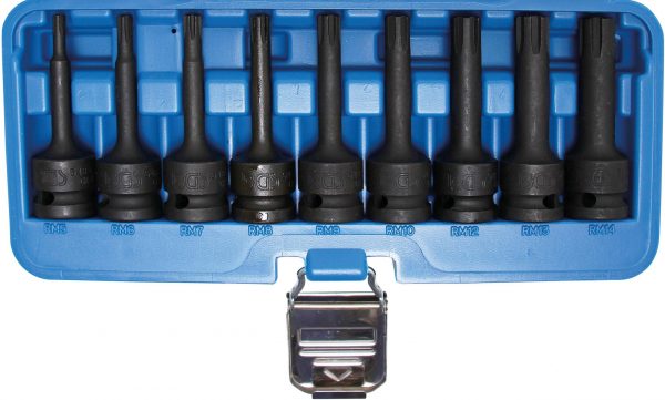 Auto instrumenti un iekārtas - Impact Bit Socket Set | 12.5 mm (1/2") drive | Spline (for Ribe) M5 - M14 | 9 pcs. (5483)