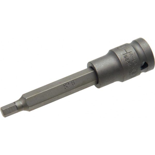 Auto instrumenti un iekārtas - Impact Bit Socket | length 100 mm | 12.5 mm (1/2") drive | internal Hexagon 6 mm (4286)