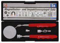 Auto instrumenti un iekārtas - Magnetic Pick-Up Tool / Inspection Mirror Set | 4 pcs. (9197)