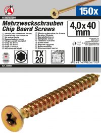 Auto instrumenti un iekārtas - Multi-Purpose Screws | T-Star (for Torx) T20 | 4.0 x 40 mm | 150 pcs. (80994)