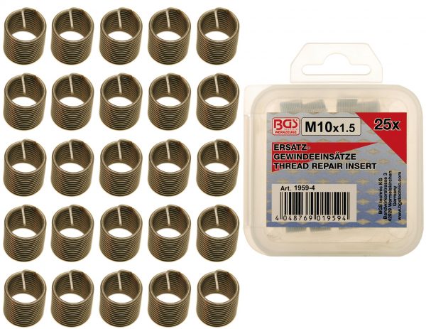 Auto instrumenti un iekārtas - Replacement Thread Inserts | M10 x 1.5 | 25 pcs. (1959-4)