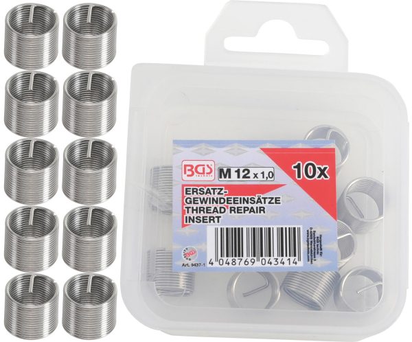 Auto instrumenti un iekārtas - Replacement Thread Inserts | M12 x 1.0 mm | 10 pcs. (9437-1)