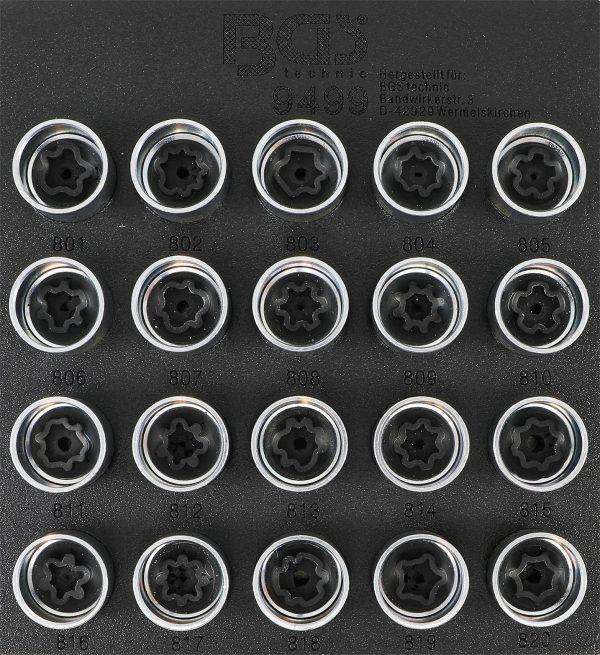 Auto instrumenti un iekārtas - Rim lock socket set for Audi | 20 pcs (9499)