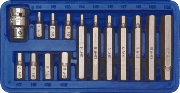 Auto instrumenti un iekārtas - SCREWDRIVER BIT SET HEX H4-H12 15PCS (66720)