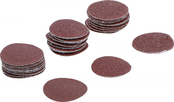 Auto instrumenti un iekārtas - Sanding Pads for Eccentric Sanders | Ø 30 mm | K 60 - 80 - 120 | 30 pcs. (70193)