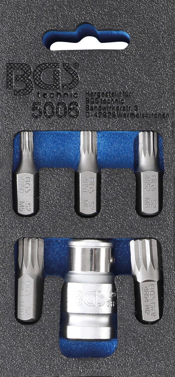 Auto instrumenti un iekārtas - Screwdriver Bit Set | 10 mm (3/8") drive | Spline (for XZN) | 6 pcs. (5006)