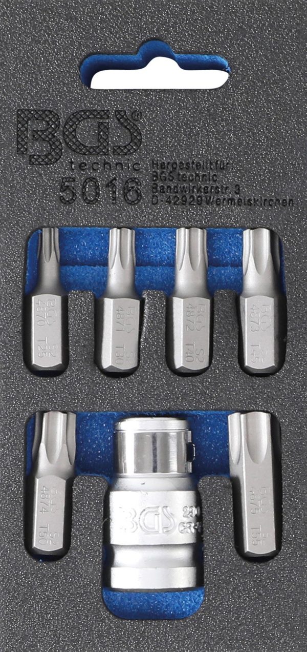 Auto instrumenti un iekārtas - Screwdriver Bit Set | 10 mm (3/8") drive | T-Star (for Torx) | 7 pcs. (5016)