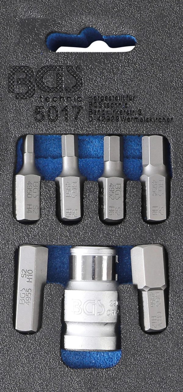 Auto instrumenti un iekārtas - Screwdriver Bit Set | 10 mm (3/8") drive | internal Hexagon | 7 pcs. (5017)