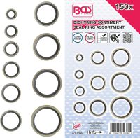 Auto instrumenti un iekārtas - Seal Ring Assortment | metal | with Rubber sealing bead | 150 pcs. (9306)