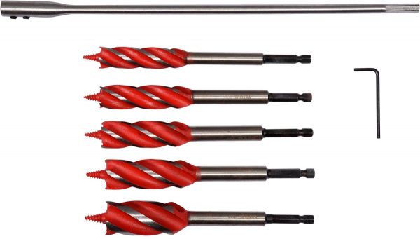 Auto instrumenti un iekārtas - Set of HEX wood drill bits | 16-25 mm | 7 vnt. (YT-44693)