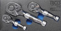 Auto instrumenti un iekārtas - Stubby Ratchet Set | 6.3 mm (1/4") / 10 mm (3/8") / 12.5 mm (1/2") | 3 pcs. (215)