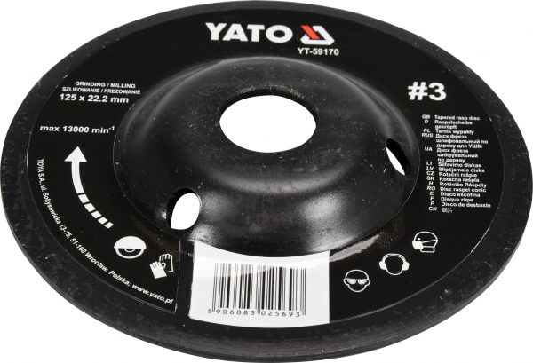 Auto instrumenti un iekārtas - Tapered rasp disc 125mm No3 (YT-59170)