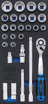 Auto instrumenti un iekārtas - Tool Tray 1/3: Socket Set | 12.5 mm (1/2") | 27 pcs. (4126)