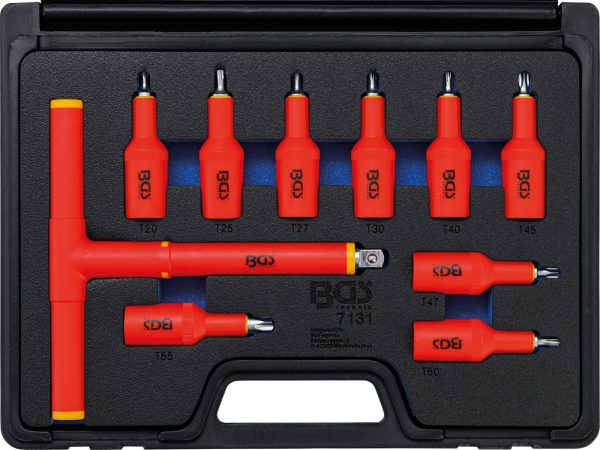 Auto instrumenti un iekārtas - VDE Bit Socket Set | 12.5 mm (1/2") Drive | T-Star (for Torx) T20 - T55 | 10 pcs. (7131)