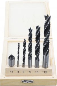 Auto instrumenti un iekārtas - Wood Crown and Milling Drill Set | 4 - 12 mm | 6 pcs. (50401)