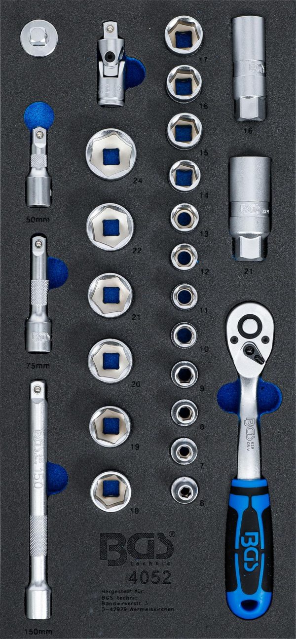 Instrumentu ratiņu ieliktņi - Ieliktnis instrumentu ratiņiem | 1/3: Socket Set| 10 mm (3/8 ") | 26 gab. (4052) - 4052 - E-instrumenti.lv