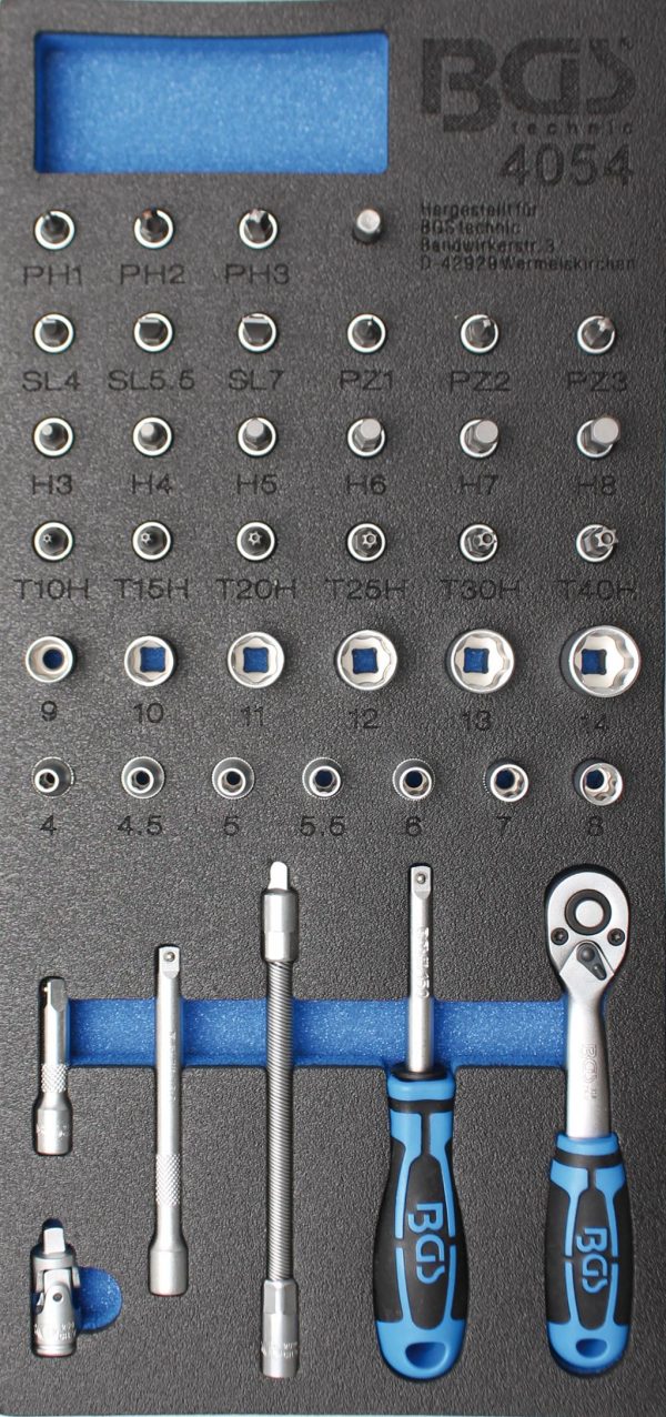 Instrumentu ratiņu ieliktņi - Ieliktnis instrumentu ratiņiem | 1/3: Socket Set | 6.3 mm (1/4") | 41 gab. (4054) - 4054 - E-instrumenti.lv