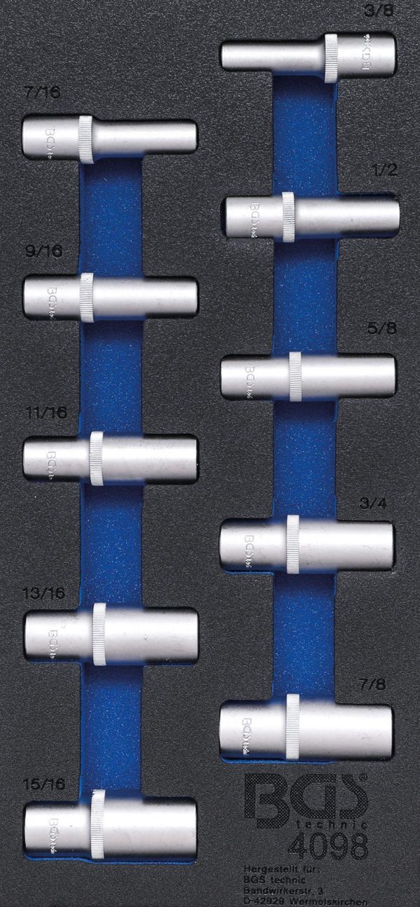 Instrumentu ratiņu ieliktņi - Ieliktnis instrumentu ratiņiem | 1/3: Sockets | 12.5 mm (1/2") | Inch Sizes | deep | 10 gab. (4098) - 4098 - E-instrumenti.lv