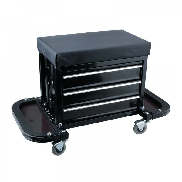 Autoservisa krēsls - Tool Cabinet Seat with 3 Drawer & 2 Tray & Pry Bar (V7031) - V7031 - E-instrumenti.lv